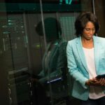 a woman in a data center